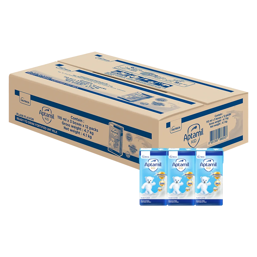 Thùng Sữa dinh dưỡng pha sẵn Aptamil Kid 110ml, lốc 3 hộp (Từ 1 tuổi)