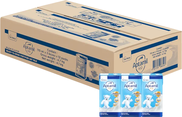 Thùng Sữa dinh dưỡng pha sẵn Aptamil Kid 110ml, lốc 3 hộp (Từ 1 tuổi)