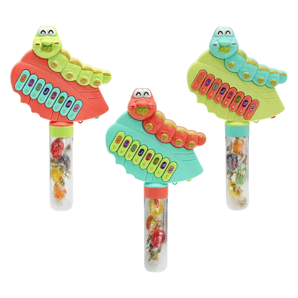 Combo 2 Kẹo cứng hương trái cây Minik Bonbon 9g - hình con sâu và đàn piano