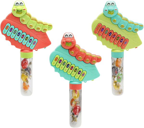 Kẹo cứng hương trái cây Minik Bonbon 9g - hình con sâu và đàn piano