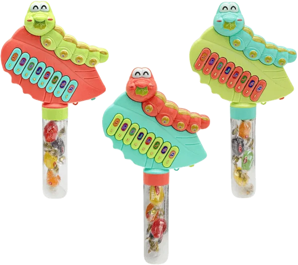 Kẹo cứng hương trái cây Minik Bonbon 9g - hình con sâu và đàn piano