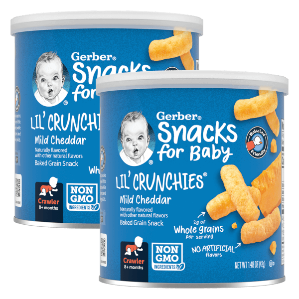 Combo 2 Thực phẩm bổ sung Bánh ăn dặm Gerber Lil Crunchies vị phô mai Mild Cheddar