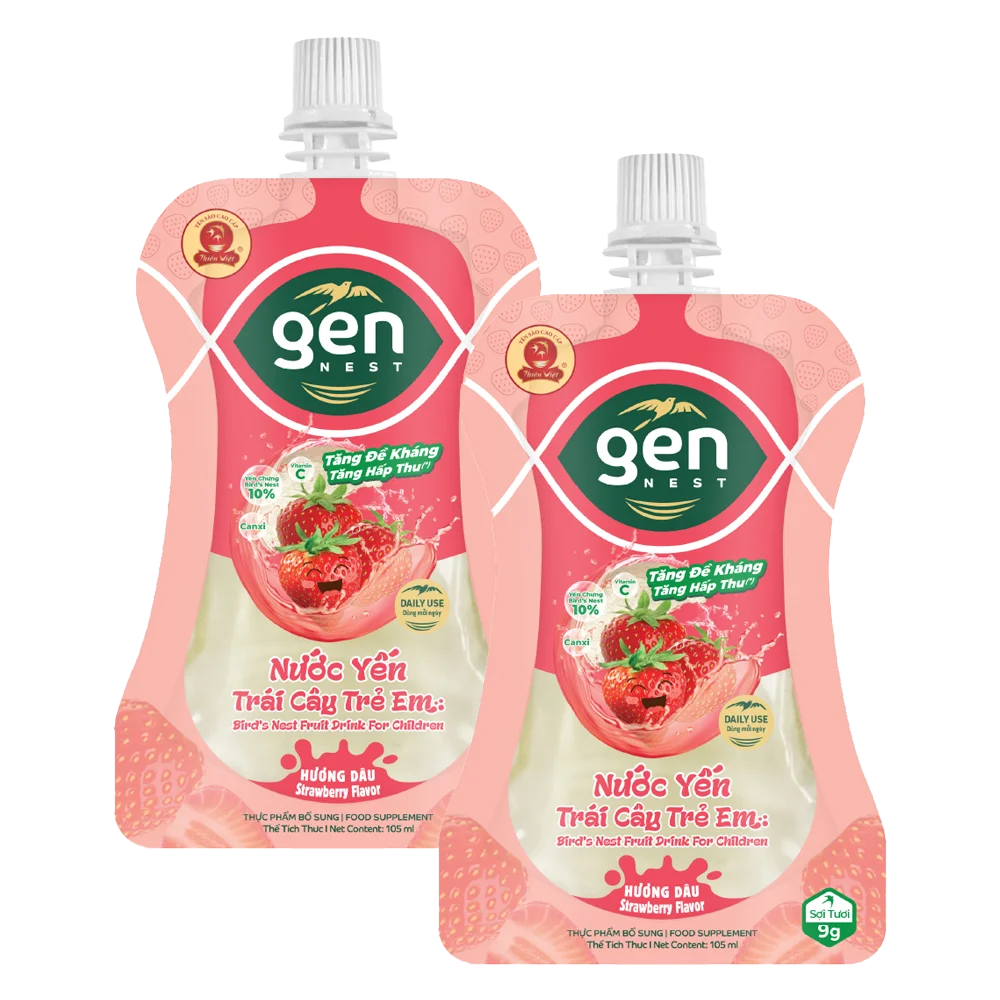 Combo 2 Gennest Nước Yến Sữa Trẻ Em Hương Dâu