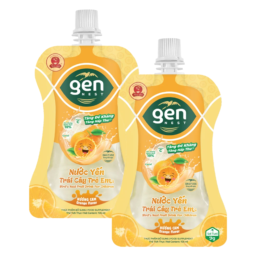 Combo 2 Gennest Nước Yến Trái Cây Trẻ Em Hương Cam
