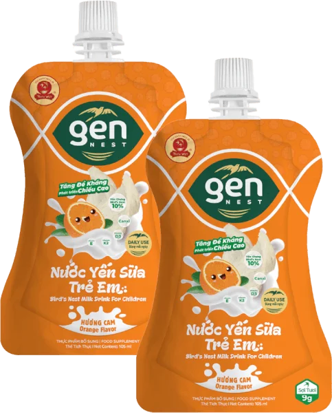 Combo 2 Gennest Nước Yến Sữa Trẻ Em Hương Cam