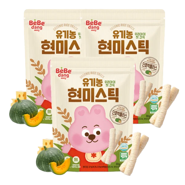 Combo 3 Bánh Gạo Lứt Hữu Cơ Bebedang Hình Que Vị Bí Đỏ