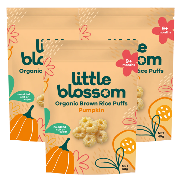 Combo 3 Bánh Puffs Gạo Lứt Hữu Cơ Little Blossom Vị Bí Ngô