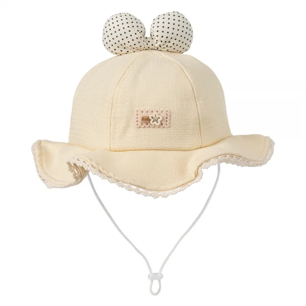 Nón bé gái lớn 3-6Y vành tròn Animo A2501_MN027 (52cm,Kem)