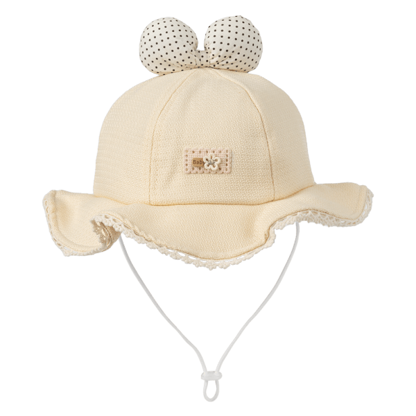 Nón bé gái lớn 3-6Y vành tròn Animo A2501_MN027 (52cm,Kem)