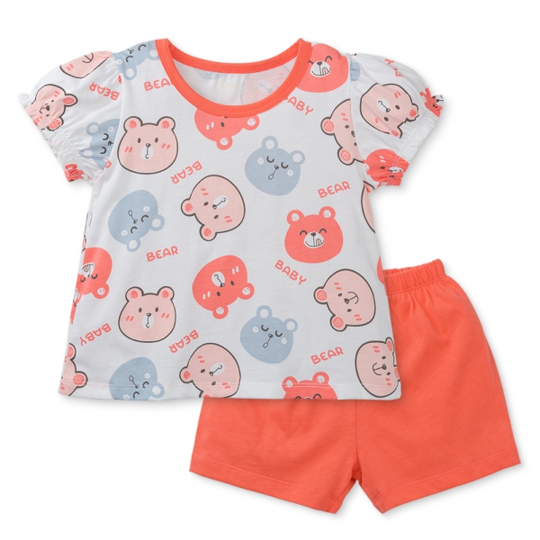 Bộ bé gái ngắn Animo Easy TQ0225001 (1-4Y,Trắng-Cam,TT02)