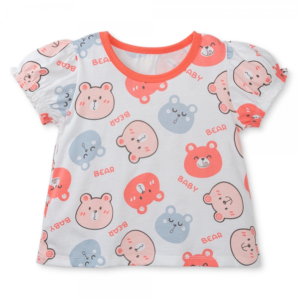 Bộ bé gái ngắn Animo Easy TQ0225001 (1-4Y,Trắng-Cam,TT02)