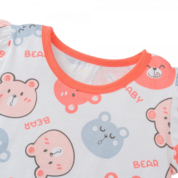 Bộ bé gái ngắn Animo Easy TQ0425002 (1-4Y,Trắng-Hồng,TT04)