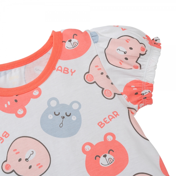 Bộ bé gái ngắn Animo Easy TQ0425002 (1-4Y,Trắng-Hồng,TT04)