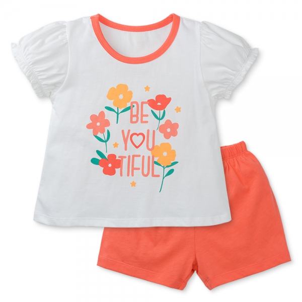 Bộ bé gái ngắn Animo Easy TQ0425001 (1-4Y,Trắng-Hồng,TT02)
