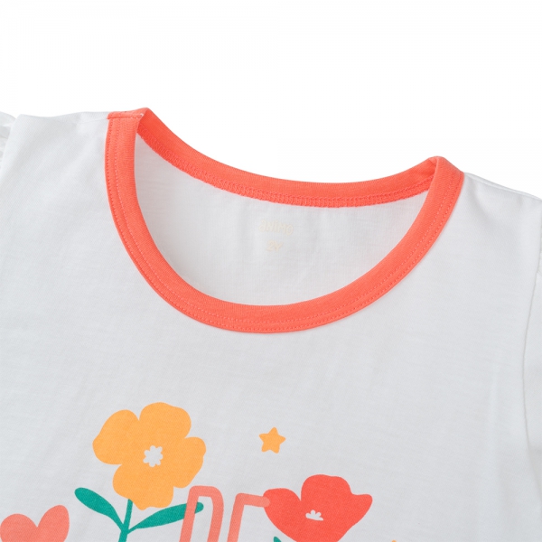 Bộ bé gái ngắn Animo Easy TQ0425001 (1-4Y,Trắng-Hồng,TT02)