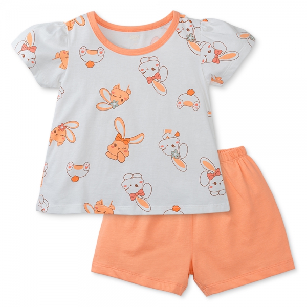 Bộ bé gái ngắn Animo Easy TQ0425001 (1-4Y,Trắng-Hồng,TT02)