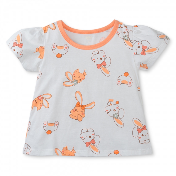 Bộ bé gái ngắn Animo Easy LU0625016 (1-4Y,Trắng-hồng,TT02)