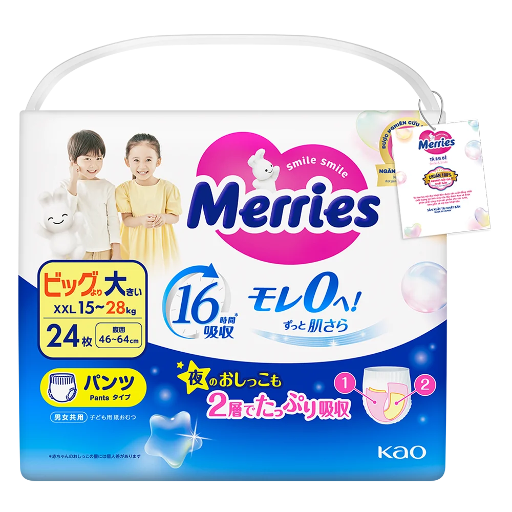 Tã quần Merries (XXL, 15-28kg, 24 miếng)