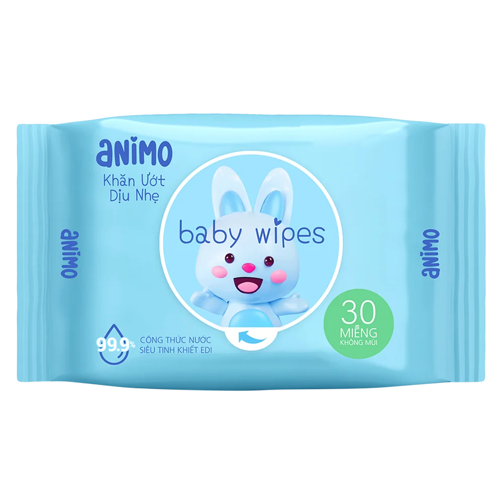 Khăn Ướt Dịu Nhẹ Animo không mùi (30 tờ)