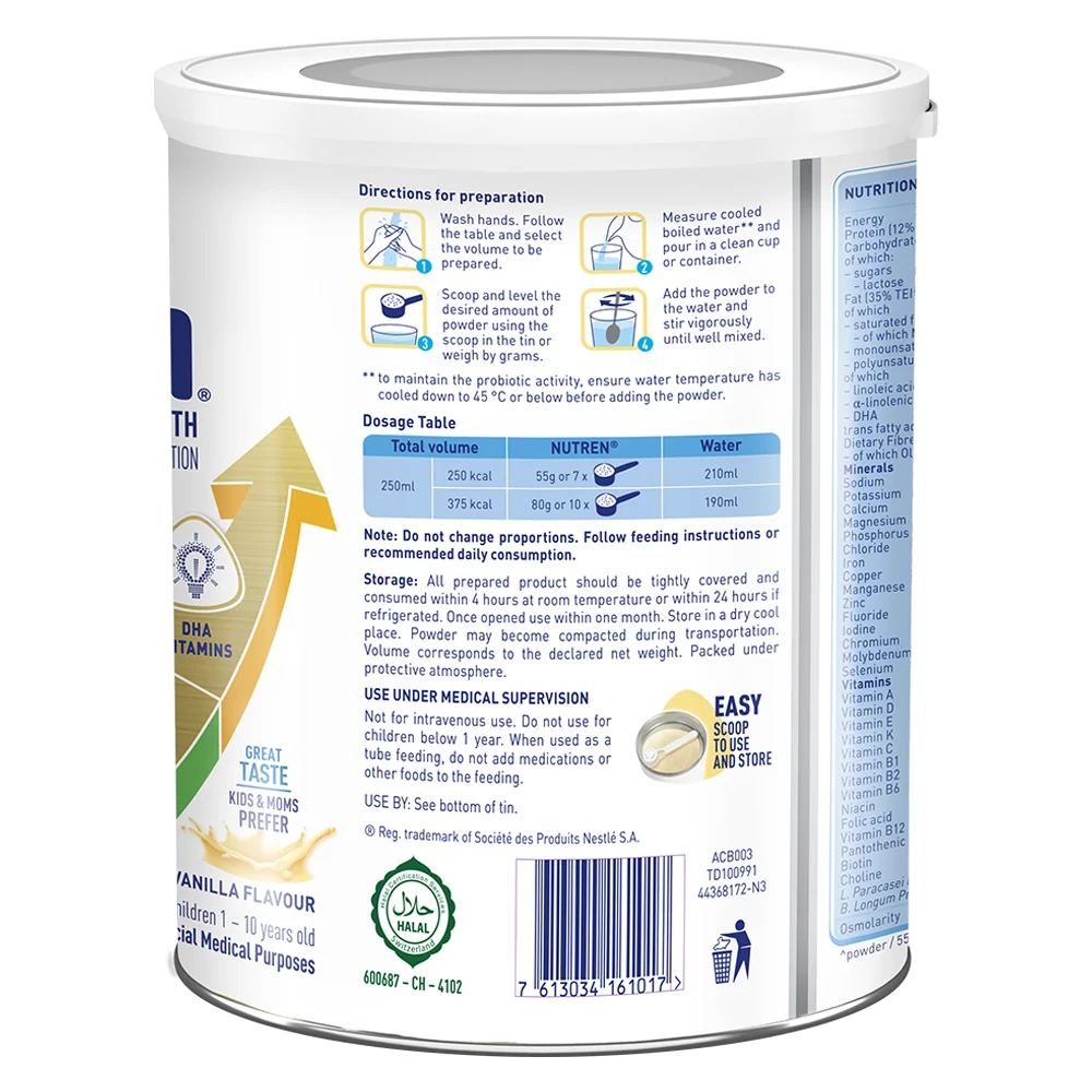 Thực phẩm dinh dưỡng y học Nutren JUNIOR 800g (1-10 tuổi) (giao bao bì ngẫu nhiên)