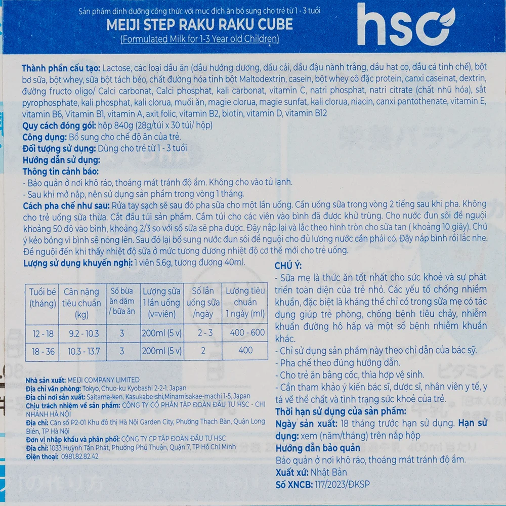 Sữa Meiji nội địa dạng thanh Step Raku Raku Cube 840g (1-3 tuổi)