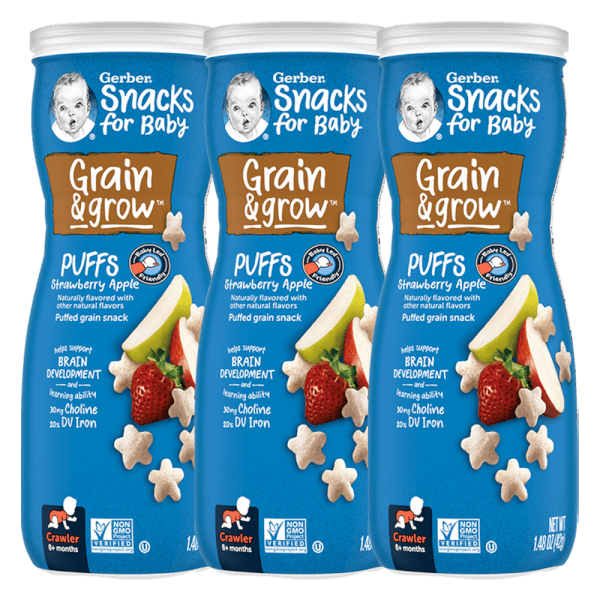 Combo 3 Bánh Ăn Dặm Gerber vị Táo Dâu 42g