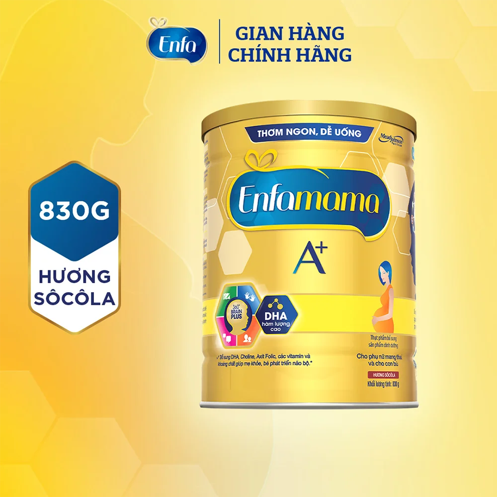 Combo 6 Thực phẩm bổ sung Sản phẩm dinh dưỡng Enfamama A+ hương chocolate 360° Brain Plus 830G