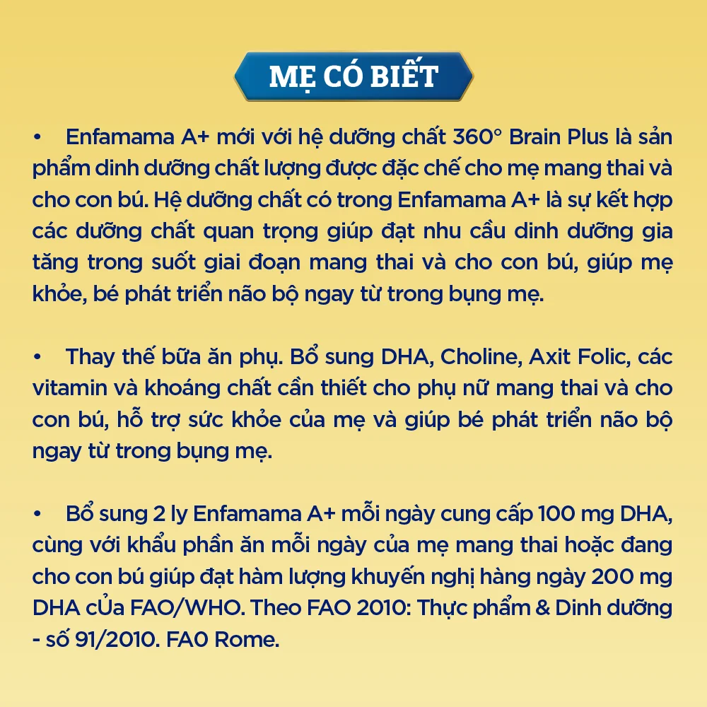 Combo 6 Thực phẩm bổ sung Sản phẩm dinh dưỡng Enfamama A+ hương chocolate 360° Brain Plus 830G
