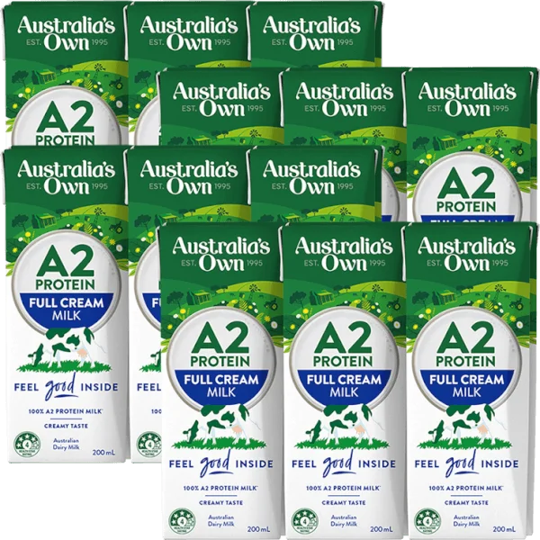 Combo 4 Sữa tươi tiệt trùng nguyên kem Australia's Own A2 Lốc 3x200ml