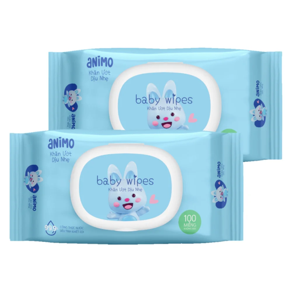 Combo 5 Khăn Ướt Dịu Nhẹ Animo không mùi (100 tờ)