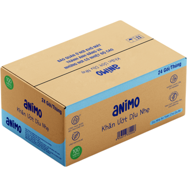 Thùng Khăn Ướt Dịu Nhẹ Animo không mùi (100 tờ)
