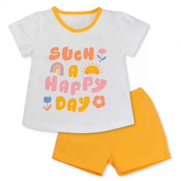 Bộ bé gái ngắn Animo Easy TX0325019 (1-4Y,Trắng-vàng,TT02)