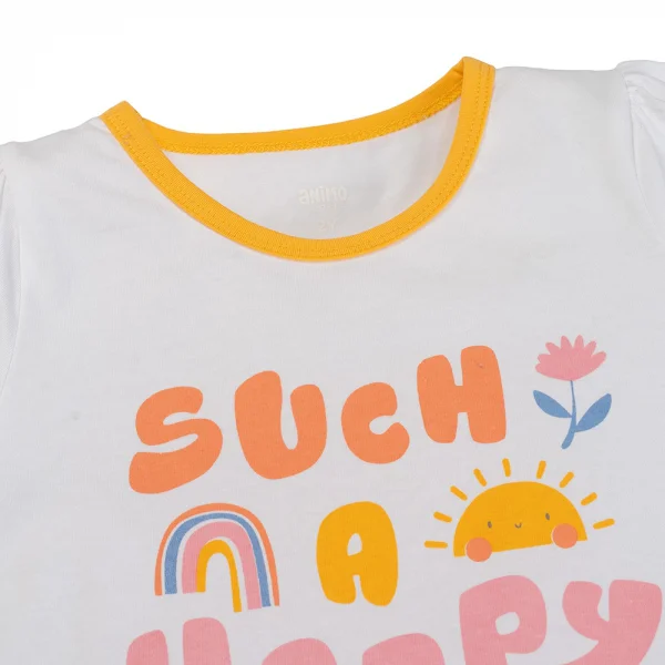 Bộ bé gái ngắn Animo Easy TX0325019 (1-4Y,Trắng-vàng,TT02)