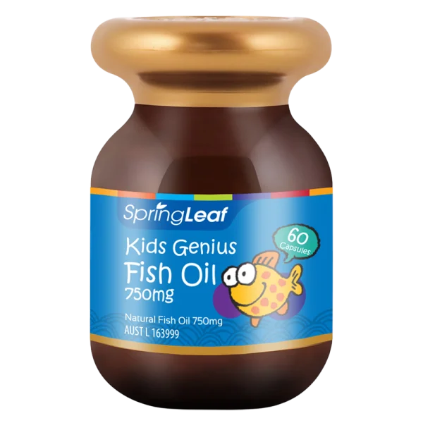 Thực Phẩm Bảo Vệ Sức Khỏe: SpringLeaf Dầu Cá Cho Bé Kids Genius Fish Oil 750mg 60 Viên