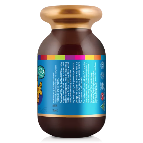 Thực Phẩm Bảo Vệ Sức Khỏe: SpringLeaf Dầu Cá Cho Bé Kids Genius Fish Oil 750mg 60 Viên