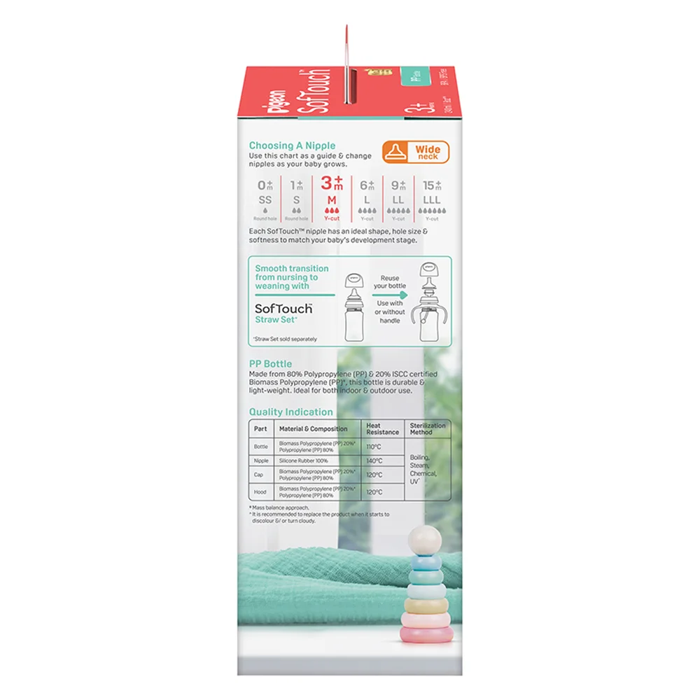 Bình Sữa Pigeon PP Softouch Baby-Friendly World 240ml (M)