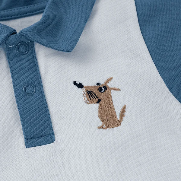 Bodysuit bé trai đùi Animo KK0325053-CC015 (0-12M,Trắng- Xanh,DD03)