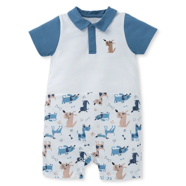 Bodysuit bé trai đùi Animo KK0325053-CC015 (0-12M,Trắng- Xanh,DD03)