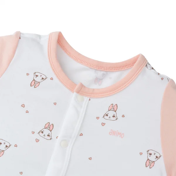 Set 2 Bodysuit modal kháng khuẩn đùi Animo VD0225022 (0-12M,Dâu-trắng,TT06)