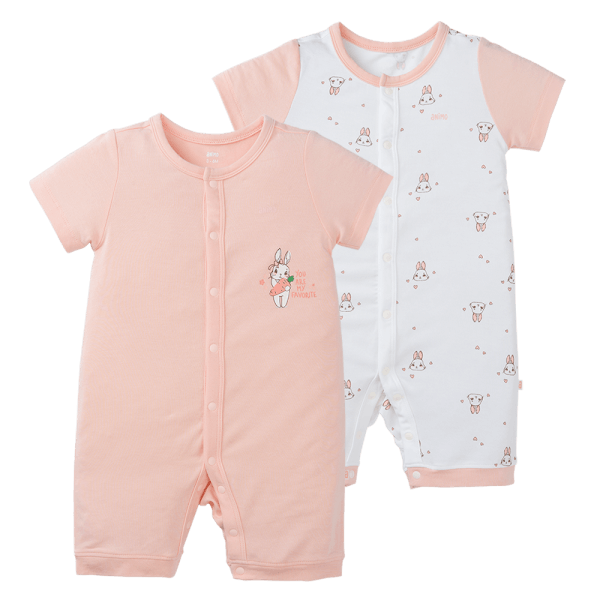 Set 2 Bodysuit modal kháng khuẩn đùi Animo VD0225022 (0-12M,Dâu-trắng,TT06)
