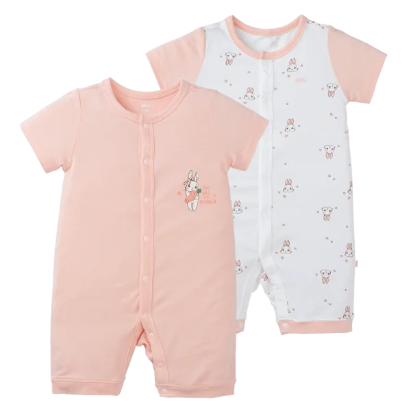 Set 2 Bodysuit modal kháng khuẩn đùi Animo VD0225022 (0-12M,Dâu-trắng,TT06)