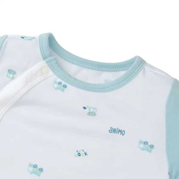 Set 2 Bodysuit modal kháng khuẩn đùi Animo VD0225021 (0-12M,Lá-trắng,TT06)