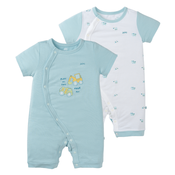 Set 2 Bodysuit modal kháng khuẩn đùi Animo VD0225021 (0-12M,Lá-trắng,TT06)