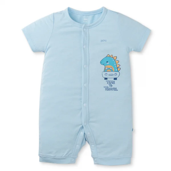 Set 2 Bodysuit modal kháng khuẩn đùi Animo VD0225019 (0-12M,Xanh-trắng,TT06)