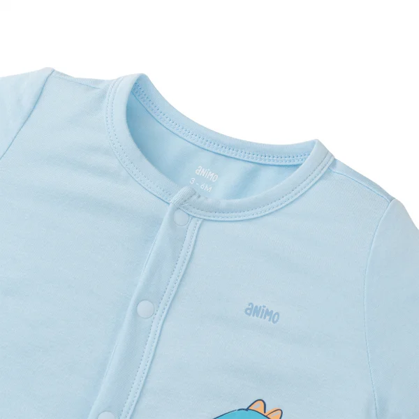 Set 2 Bodysuit modal kháng khuẩn đùi Animo VD0225019 (0-12M,Xanh-trắng,TT06)