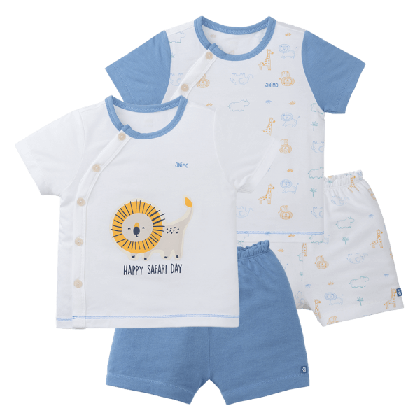 Set 2 Bộ modal kháng khuẩn ngắn Animo VD0225016 (0-24M,Dương-trắng,DD06)