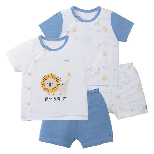 Set 2 Bộ modal kháng khuẩn ngắn Animo VD0225016 (0-24M,Dương-trắng,DD06)