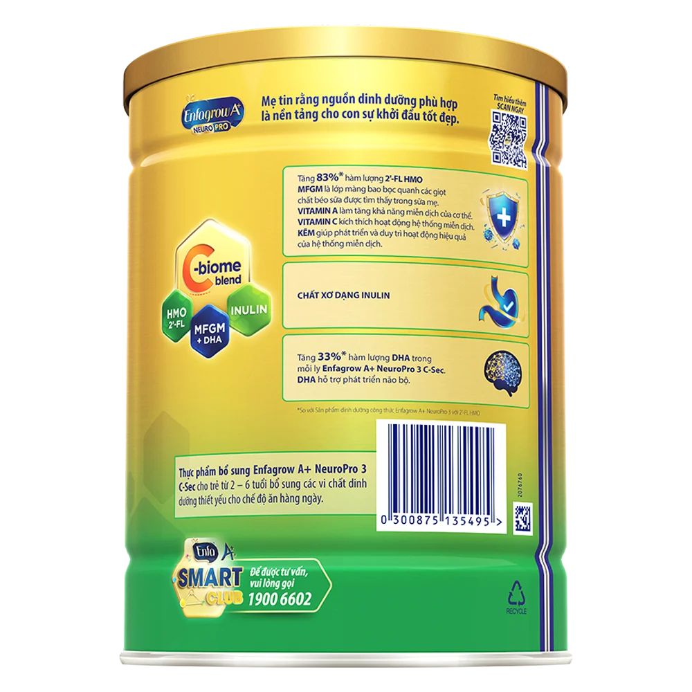 Sữa Enfagrow A+ NeuroPro 3 C-Sec 800g (2-6 tuổi)