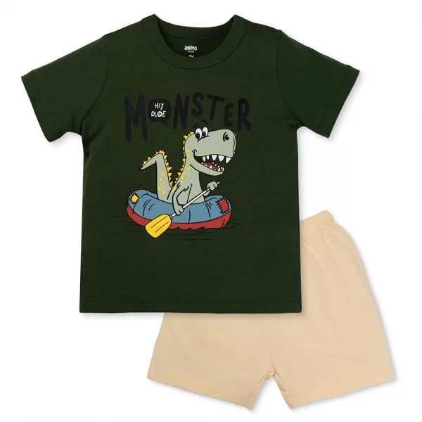 Bộ bé trai ngắn Animo Easy HN0425017 (1-4Y,Lục-kem,DD02)
