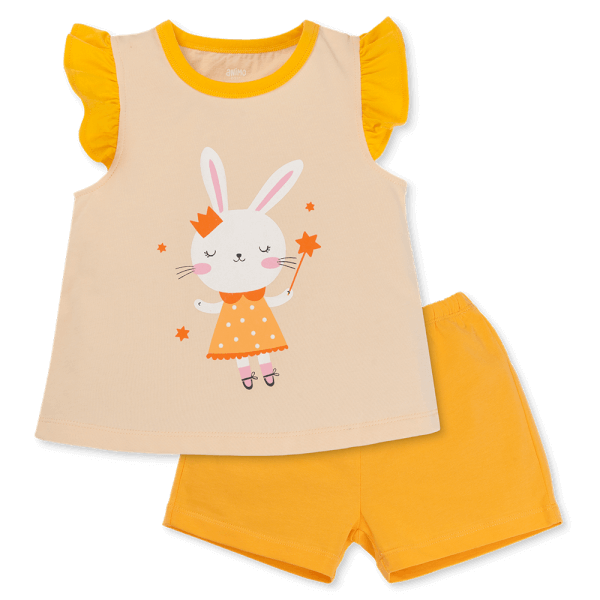 Bộ bé gái ngắn Animo Easy TX0325018 (1-4Y,Kem-vàng,TT02)